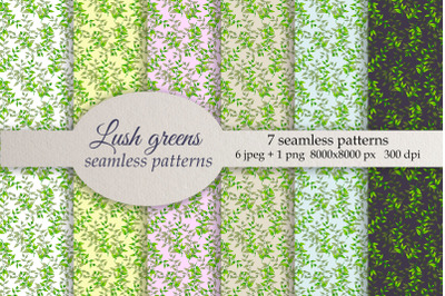 Lush greens. Watercolor patterns PNG JPG
