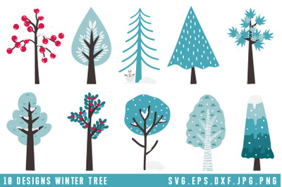 Winter Tree Clipart SVG | Christmas Tree With Snow