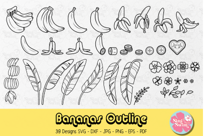 Banana Outline svg | Fruit svg clipart | Summer svg | Food clipart | D