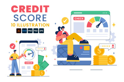 10 Credit Score Vector Illustration