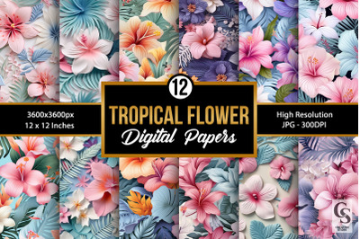 Pastel Tropical Flowers Seamless Patterns