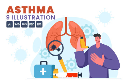 9 Asthma Disease Illustration