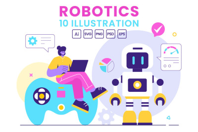 10 Robotics Vector Illustration