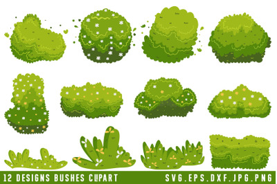 Bushes Clipart SVG | Green Grass Spring Elements