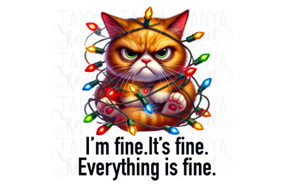 I&#039;m Fine It&#039;s Fine Everything is Fine, Funny Cat