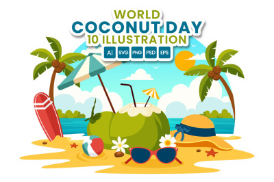 10 World Coconut Day Illustration