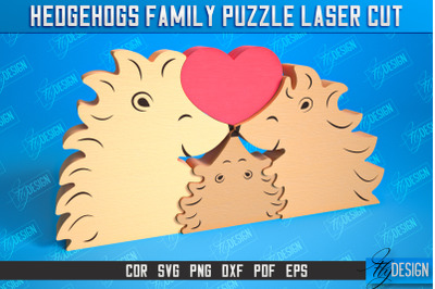 Hedgehogs Family Puzzle |   Puzzle Template | Eco-Friendly Gift