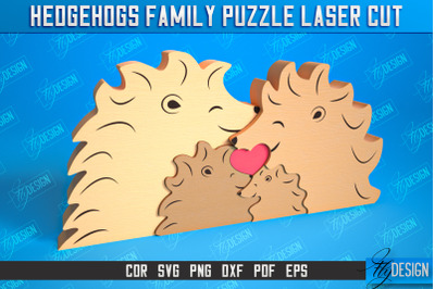 Hedgehogs Family Puzzle |   Puzzle Template | Eco-Friendly Gift