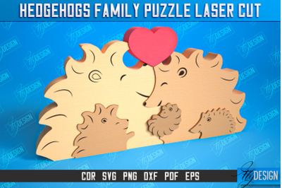 Hedgehogs Family Puzzle |   Puzzle Template | Eco-Friendly Gift