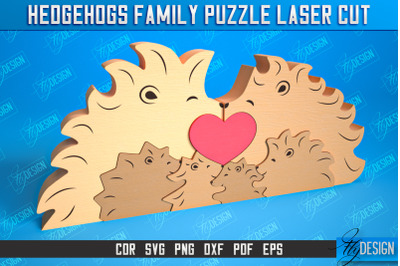 Hedgehogs Family Puzzle |   Puzzle Template | Eco-Friendly Gift