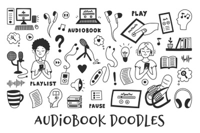 Audiobook Doodles PNG Clipart