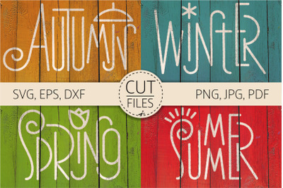 Four Seasons - Autumn, Winter, Spring, Summer Lettering