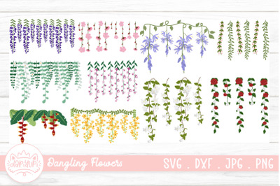 Hanging Flower String Clipart Bundle | Flowers Sublimation