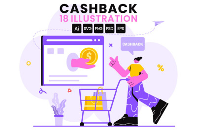 18 Cashback Vector Illustration