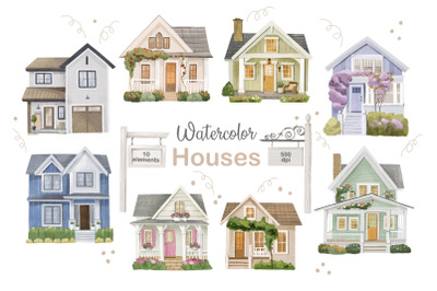 Watercolor House Clipart, Home Clipart, Cottage Clipart