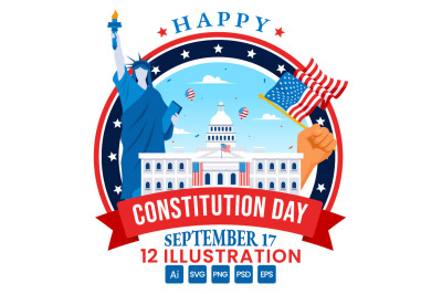 12 Constitution Day United States Illustration