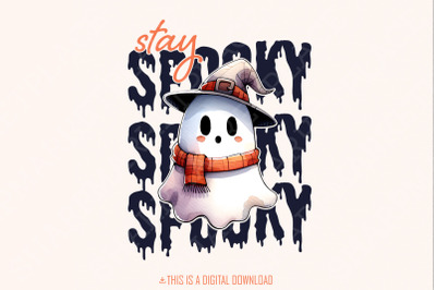 Stay Spooky png, Spooky Season png, Halloween png, Ghost png, Retro Halloween png, Ghost png, Spooky Sticker png