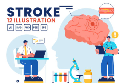 12 Human Brain Stroke Illustration