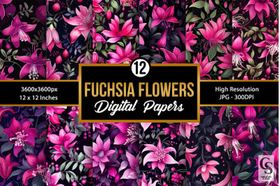 Fuchsia Flowers Seamless Patterns