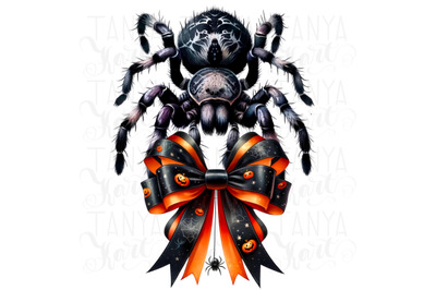 Spider with Bow PNG Digital Prints for Halloween Crafting &amp; Card Makin