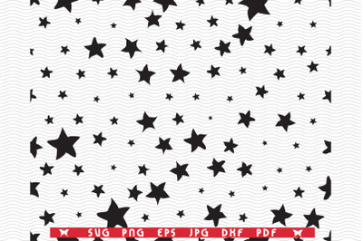 SVG Black Stars, Random Size,Seamless pattern digital clipart