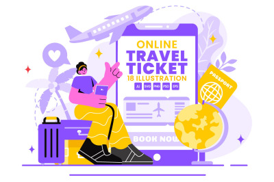 18 Online Travel Ticket Illustration