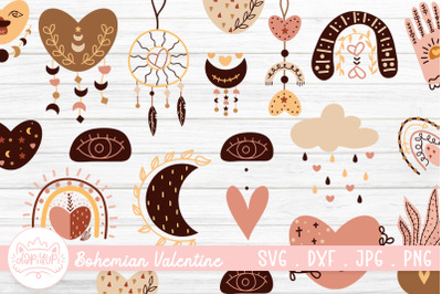 Bohemian Valentine Clipart Bundle | Valentine SVG Bundle