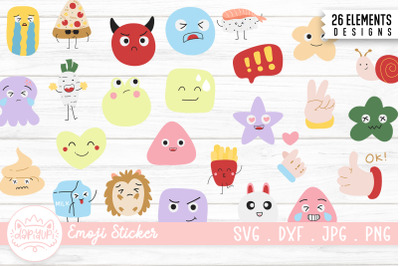 Cute Doodle Emoji Sticker Character Clipart Bundle