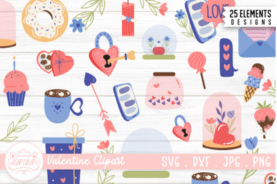 Valentine Clipart Bundle | Pastel Valentine SVG Bundle