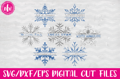 Split Winter Snowflake Set #2 - SVG, DXF, EPS Digital Cut Files