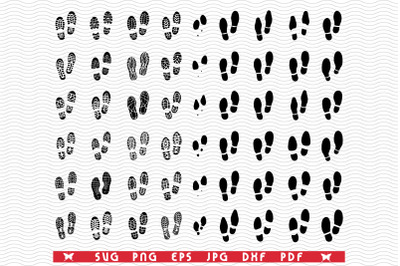 SVG Shoe Prints, Black Silhouette digital clipart