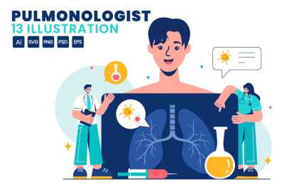 13 Pulmonologist Vector Illustration