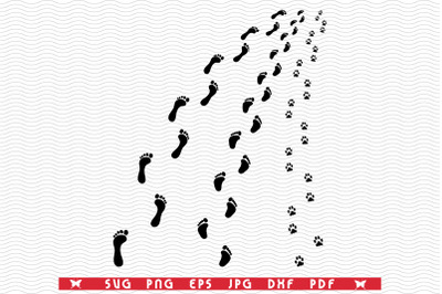 SVG Footprints Man and Dog, Digital clipart