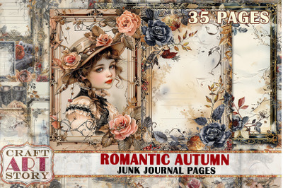 Romantic autumn Collage Digital picture junk journal Pages