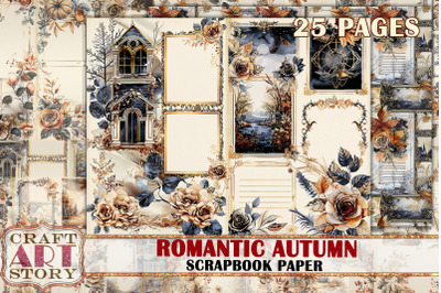 Romantic autumn scrapbook paper and background pages