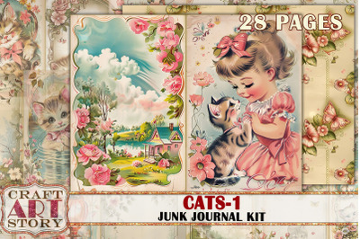 Funny Cats junk journal pages-1, fantasy cartoons 50&#039;s style