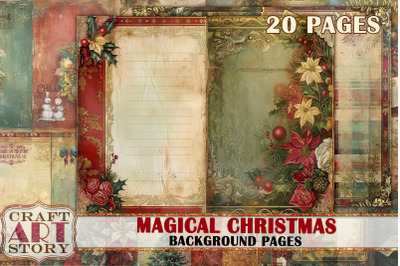 Magical Christmas Junk Journal Kit,Printable Background