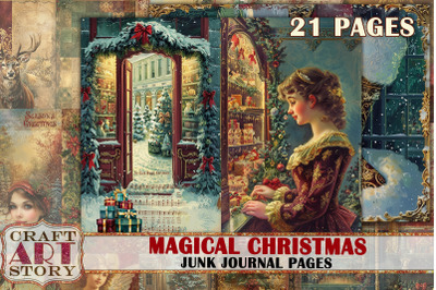 Magical Christmas Junk Journal Kit,Printable junk journal