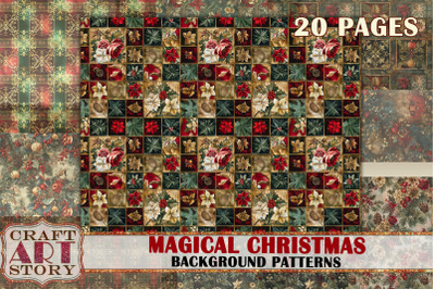 Magical Christmas Junk Journal Kit,Printable Background