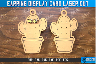 Earring Display Card Laser Cut | Cactus Shaped Display | Jewelry | CNC