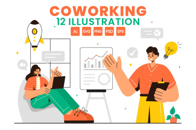 12 Coworking Business Illustration