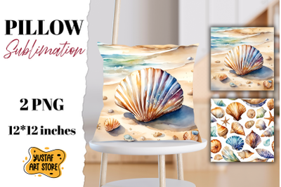 Sea shell pillow sublimation. 2 summer pillow design