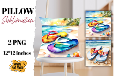 Beach pillow sublimation. 2 summer pillow design