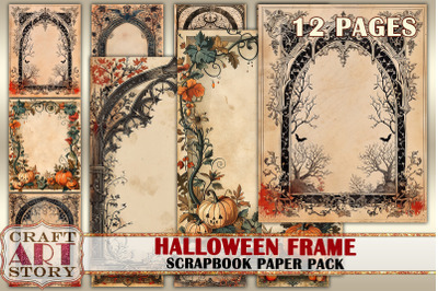 Halloween Illuminated Frame journal pages,Border,Scrapbook