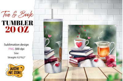 Tea tumbler wrap. Tea and book sublimation design