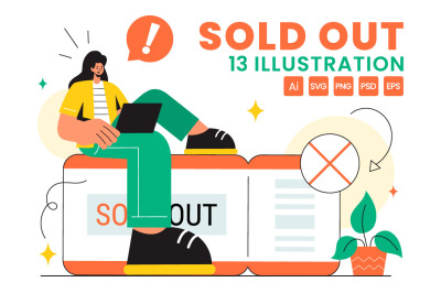 13 Sold Out Vector Illustration