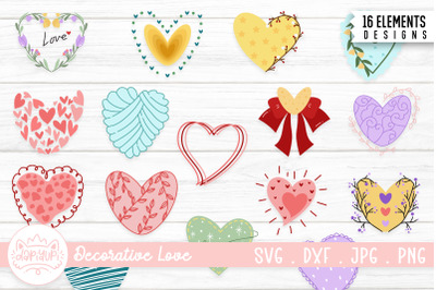 Decorative Heart Clipart Sticker Bundle