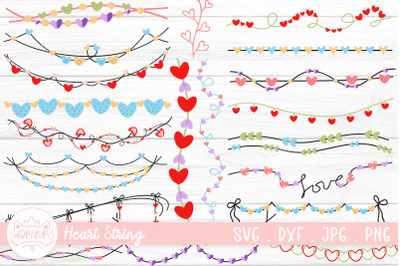 Heart String Bundle. Valentine Heart Flag garlands Clipart