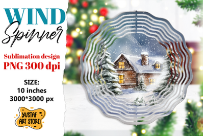 Christmas wind spinner. Winter house sublimation design