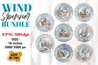 Christmas wind spinner. Winter house sublimation bundle